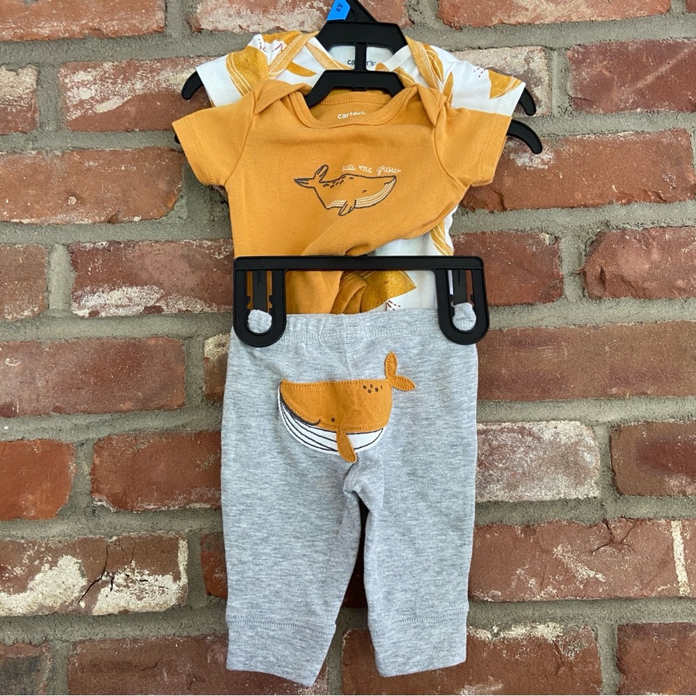 Carters Whale Outfit 3m Yellow Infant Baby